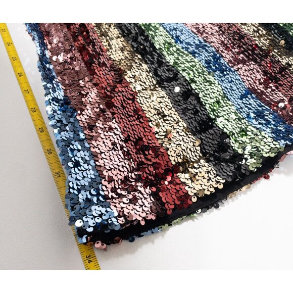 Lucy Paris Multicolor Striped Sequin Spaghetti Strap Midi Dress SZ S - Picture 11 of 11